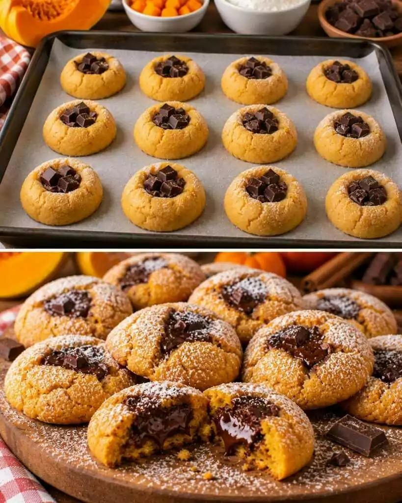 Biscotti Morbidi alla Zucca con Cuore di Cioccolato Fondente