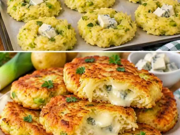Frittelle Croccanti di Patate e Porri con Cuore di Gorgonzola Dolce