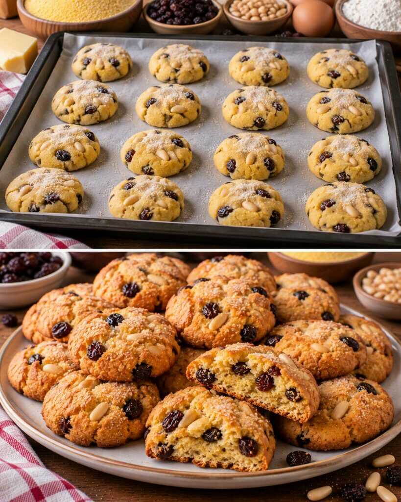 Biscotti Rustici alla Farina di Mais con Uvetta e Pinoli