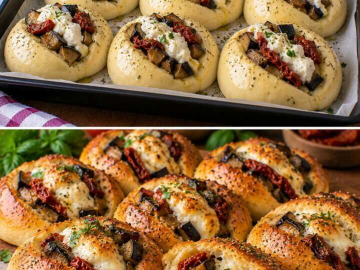 Panini Soffici Ripieni di Melanzane, Burrata e Pomodori Secchi