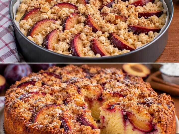 Torta Morbida alle Prugne con Crumble alla Cannella