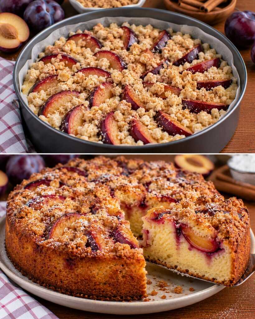 Torta Morbida alle Prugne con Crumble alla Cannella