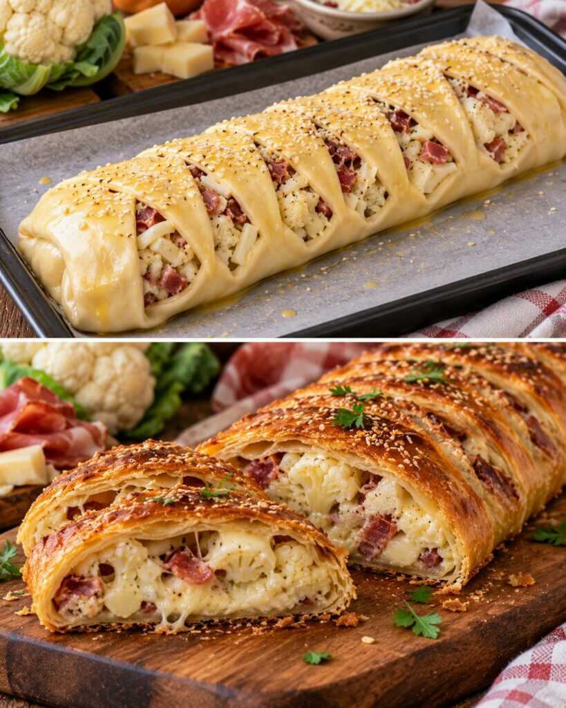 Strudel Salato con Cavolfiore, Speck e Provola Affumicata