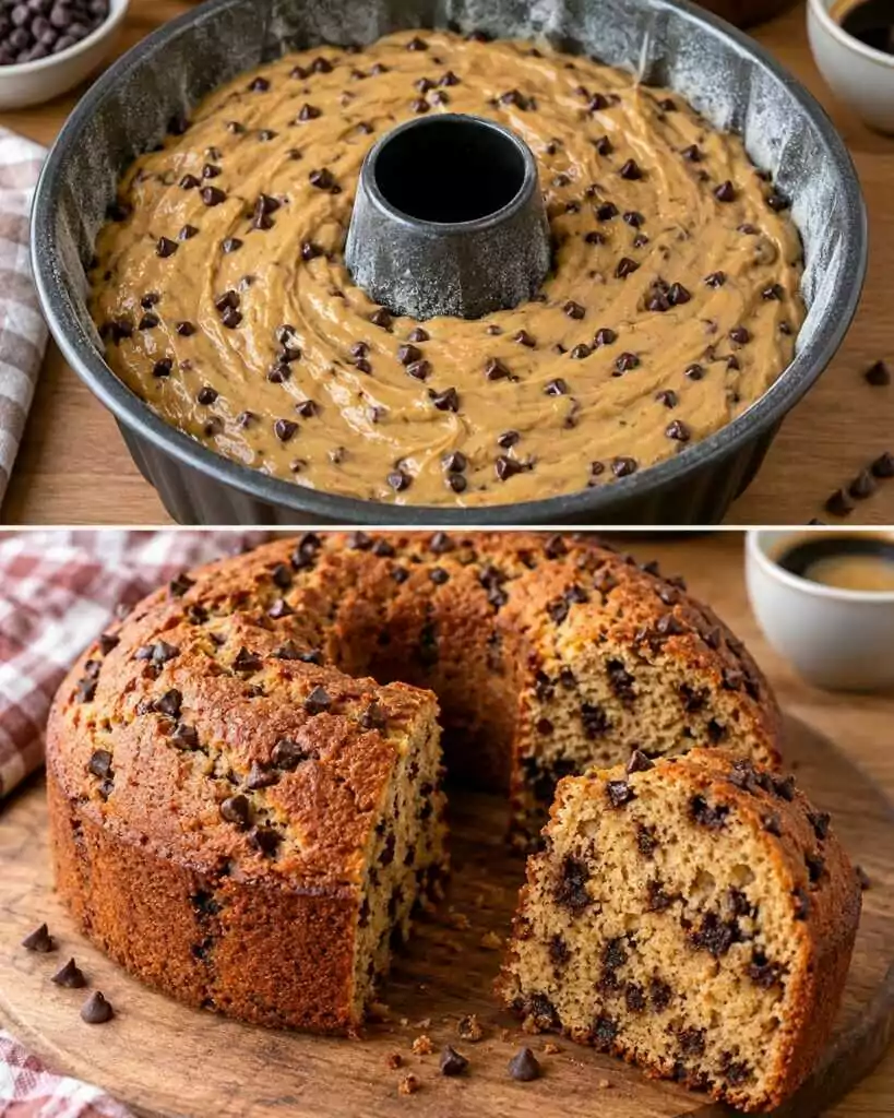 Ciambellone Soffice al Caffè con Gocce di Cioccolato