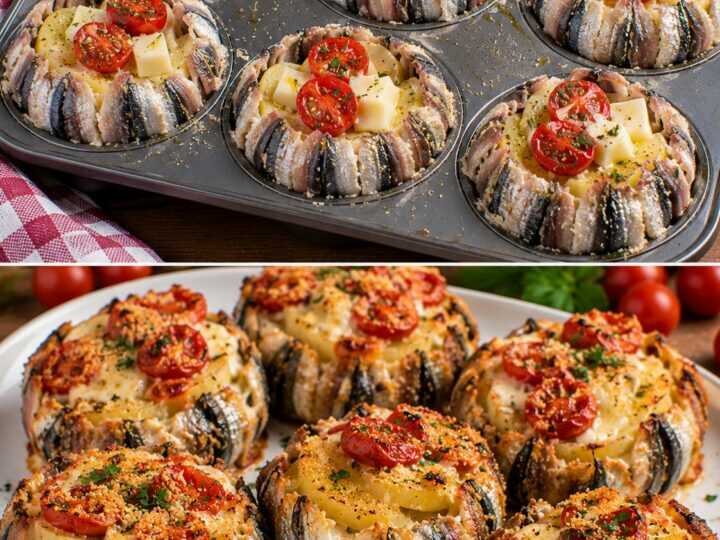 Tortini di Alici con Patate, Provola e Pomodorini
