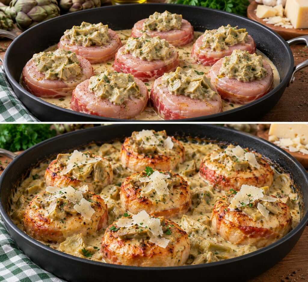 🍗 Medaglioni di Tacchino con Salsa Cremosa ai Carciofi e Scaglie di Pecorino