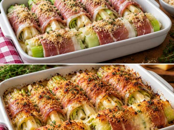 Involtini Croccanti di Porri con Prosciutto Crudo e Scamorza Affumicata