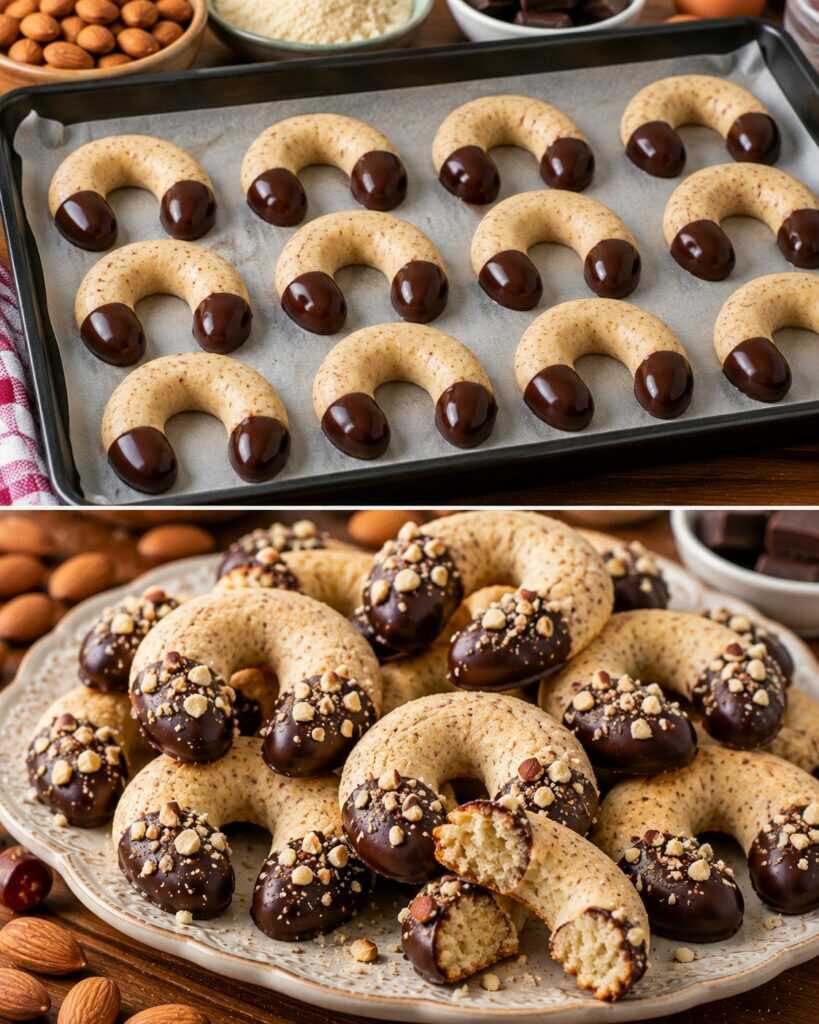 Biscotti a Ferro di Cavallo con Pasta di Mandorle e Cioccolato Fondente