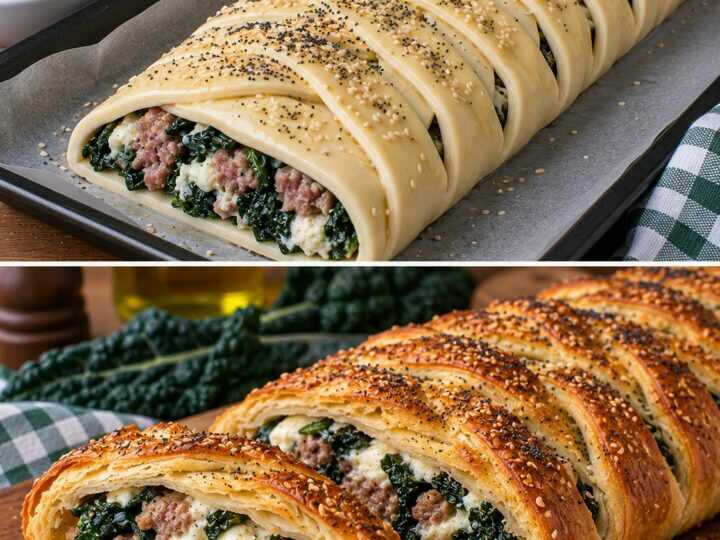 Strudel Salato con Cavolo Nero, Salsiccia e Ricotta