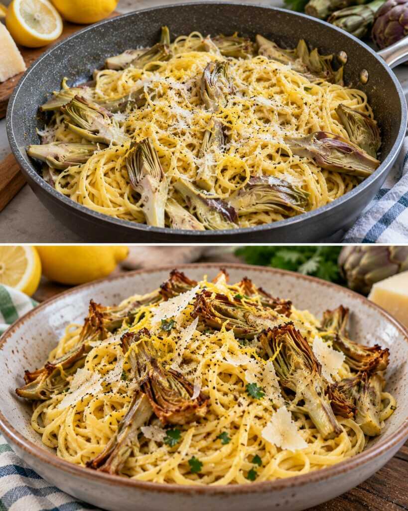 Tagliolini al Limone con Carciofi Croccanti e Pecorino