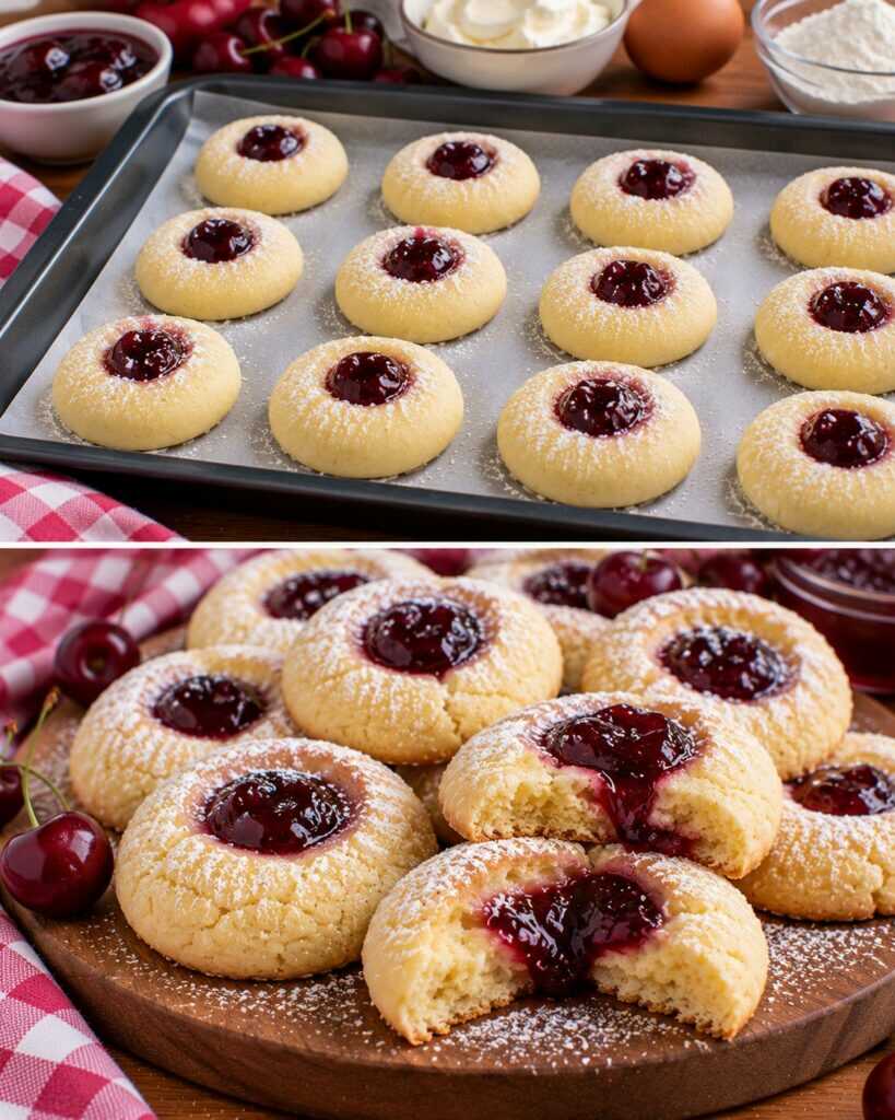 Biscotti Morbidi al Mascarpone con Cuore di Confettura di Ciliegie