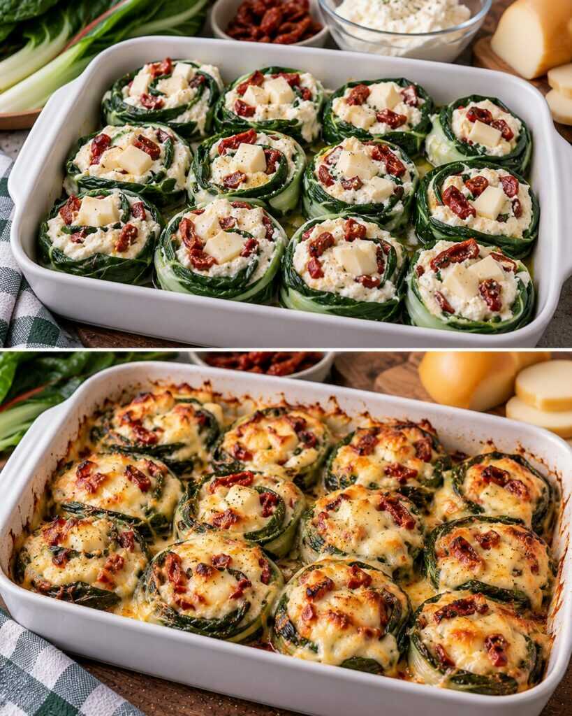 Bietole a Rosette con Ricotta, Pomodori Secchi e Scamorza 🥬🧀