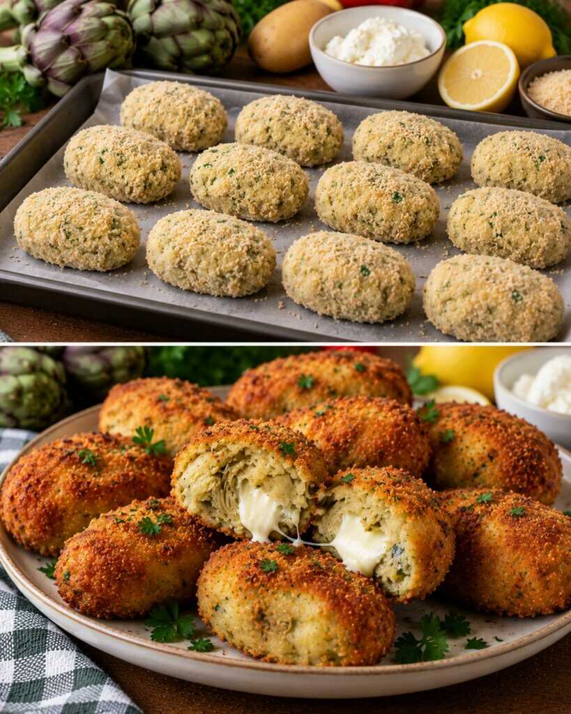 Crocchette di Carciofi e Patate con Cuore di Robiola al Limone