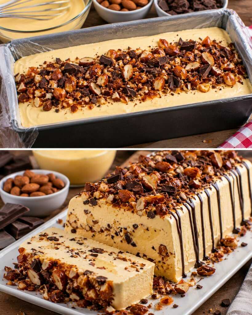 Semifreddo allo Zabaione con Croccante di Mandorle e Cioccolato Fondente
