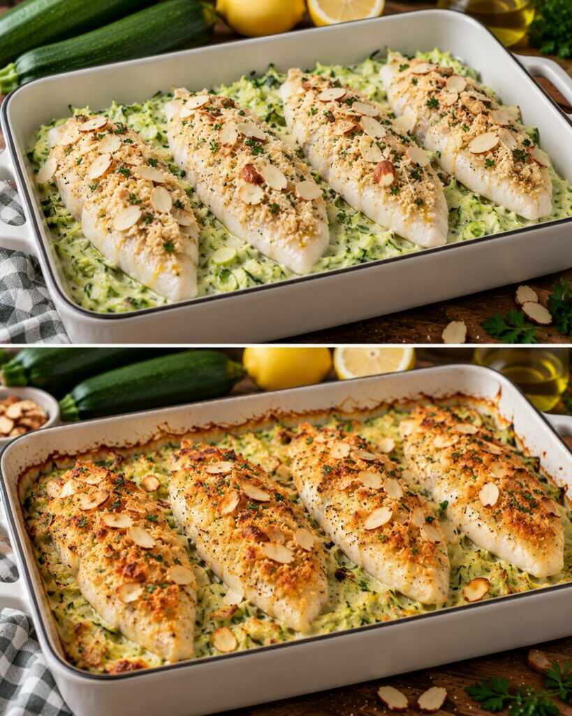 🐟 Filetti di Orata Gratinati con Crema di Zucchine e Mandorle Tostate