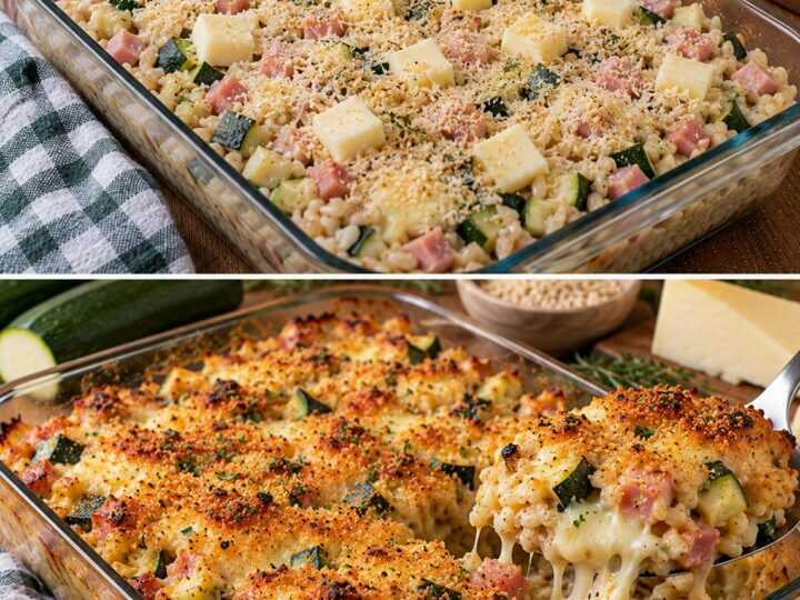 Orzo Perlato al Forno con Zucchine, Prosciutto e Cuore di Montasio