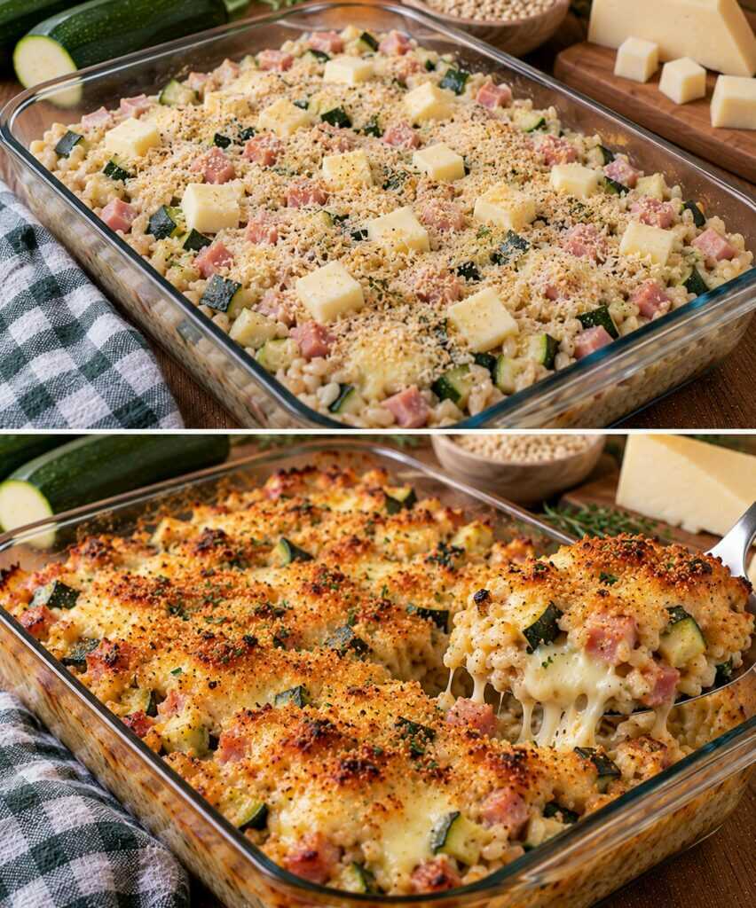 Orzo Perlato al Forno con Zucchine, Prosciutto e Cuore di Montasio