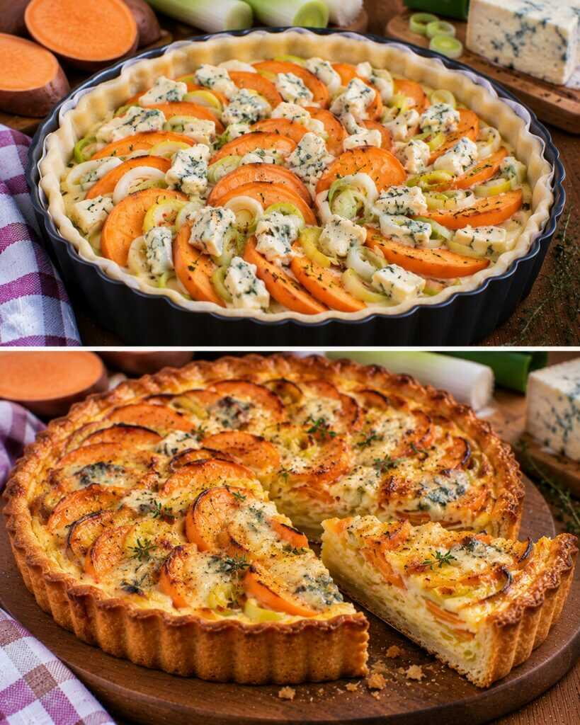 Torta Salata con Patate Dolci, Porri e Gorgonzola Dolce