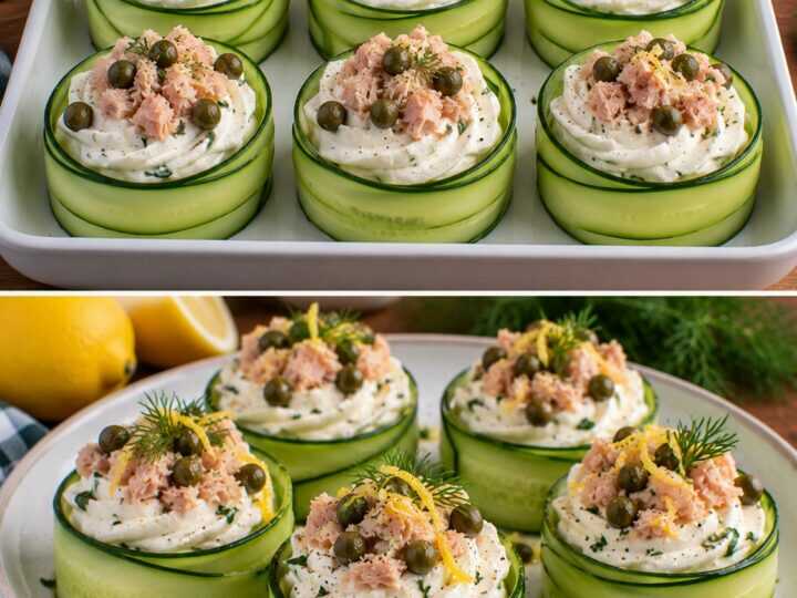 Cestini di Cetriolo con Mousse di Ricotta, Tonno e Capperi