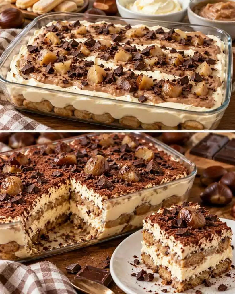 Tiramisù alle Castagne con Mascarpone e Cioccolato Fondente