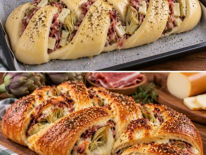 Treccia di Pane con Carciofi, Speck e Scamorza Affumicata