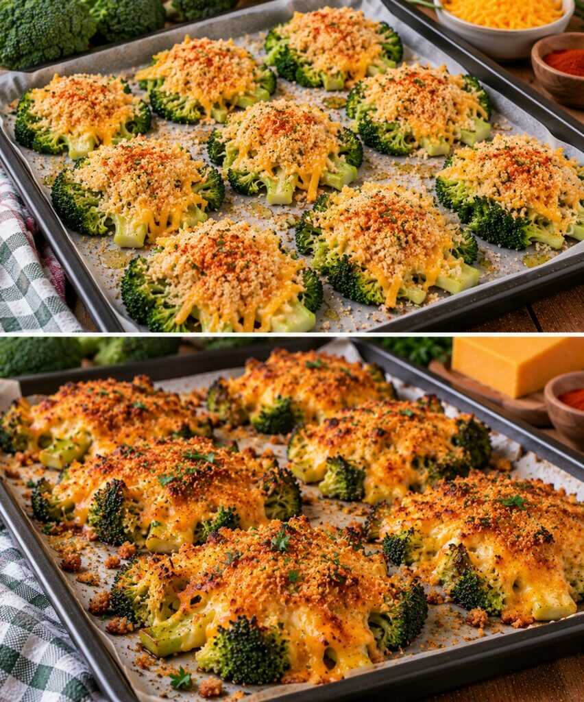 Broccoli Schiacciati al Forno con Cheddar, Paprika e Pangrattato
