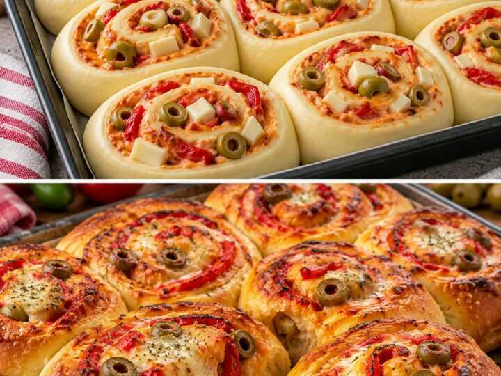 Girelle di Pan Brioche con Crema di Peperoni, Provolone e Olive Verdi
