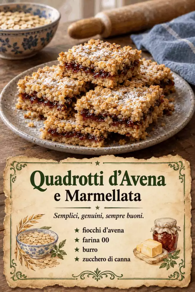 Quadrotti d&rsquo;Avena e Marmellata