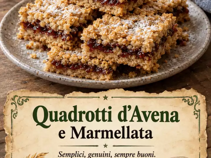 Quadrotti d&rsquo;Avena e Marmellata